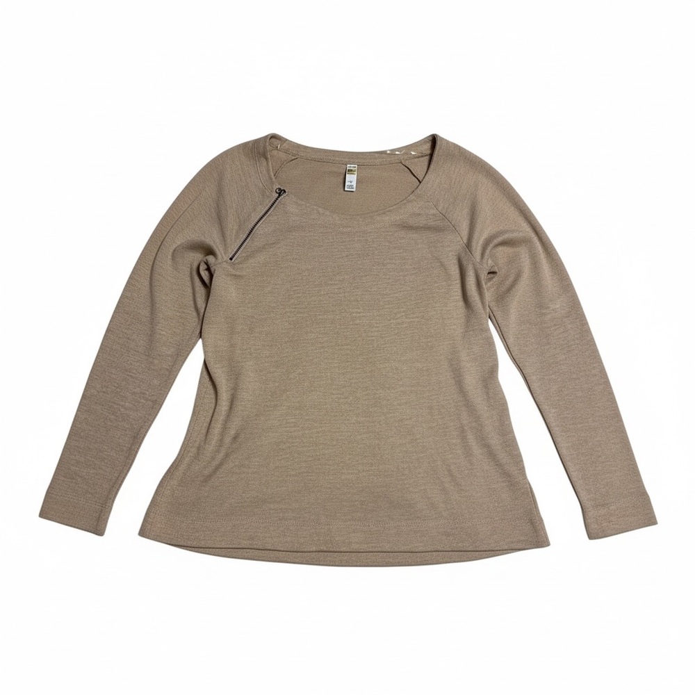 Lole Women's Taupe Long-Sleeve Scoop Neck Top Small